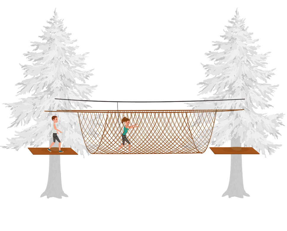 冒险公园 攀爬障碍 攀登U网