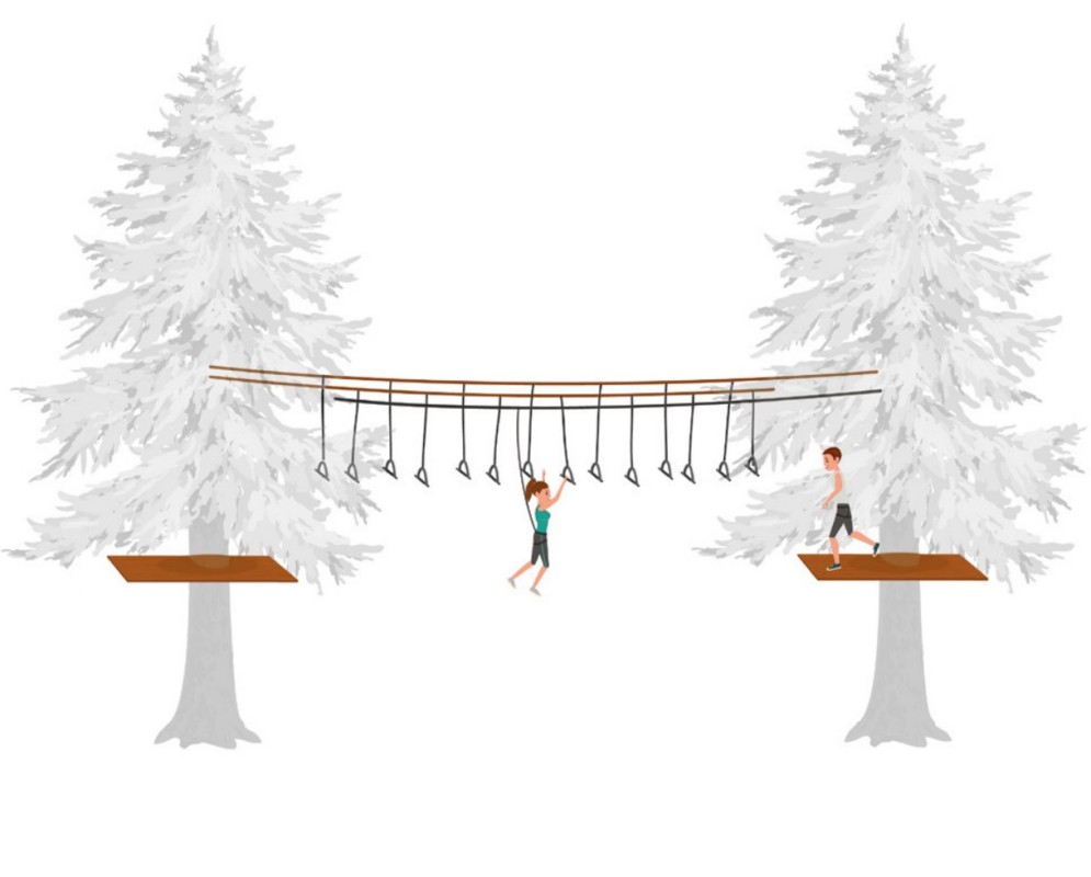 冒险公园 悬挂障碍 攀登三角