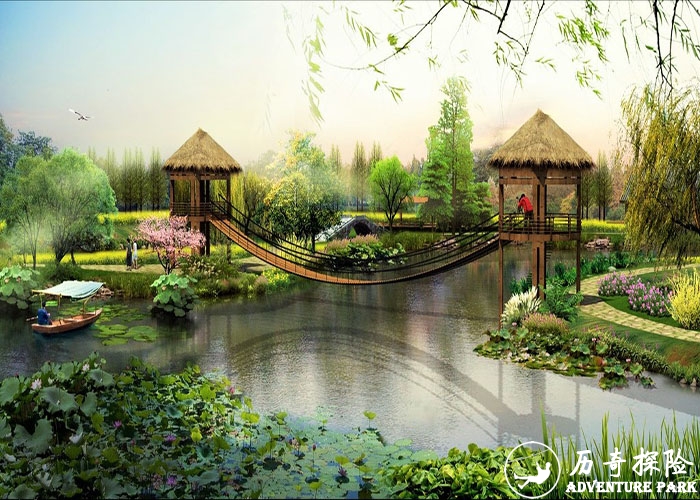 挑战桥游乐器材生态园景观吊桥 步步惊心吊桥 景区农庄户外森林公园露营地悬索桥器械